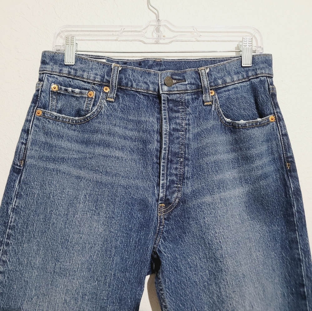 GAP Cheeky Straight High Rise Jeans Women’s 30 Tall Button Fly Cuffed Stretch - Picture 3 of 14